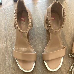 Elaine Turner, gold and beige shoes size 7 excellent condition with bag